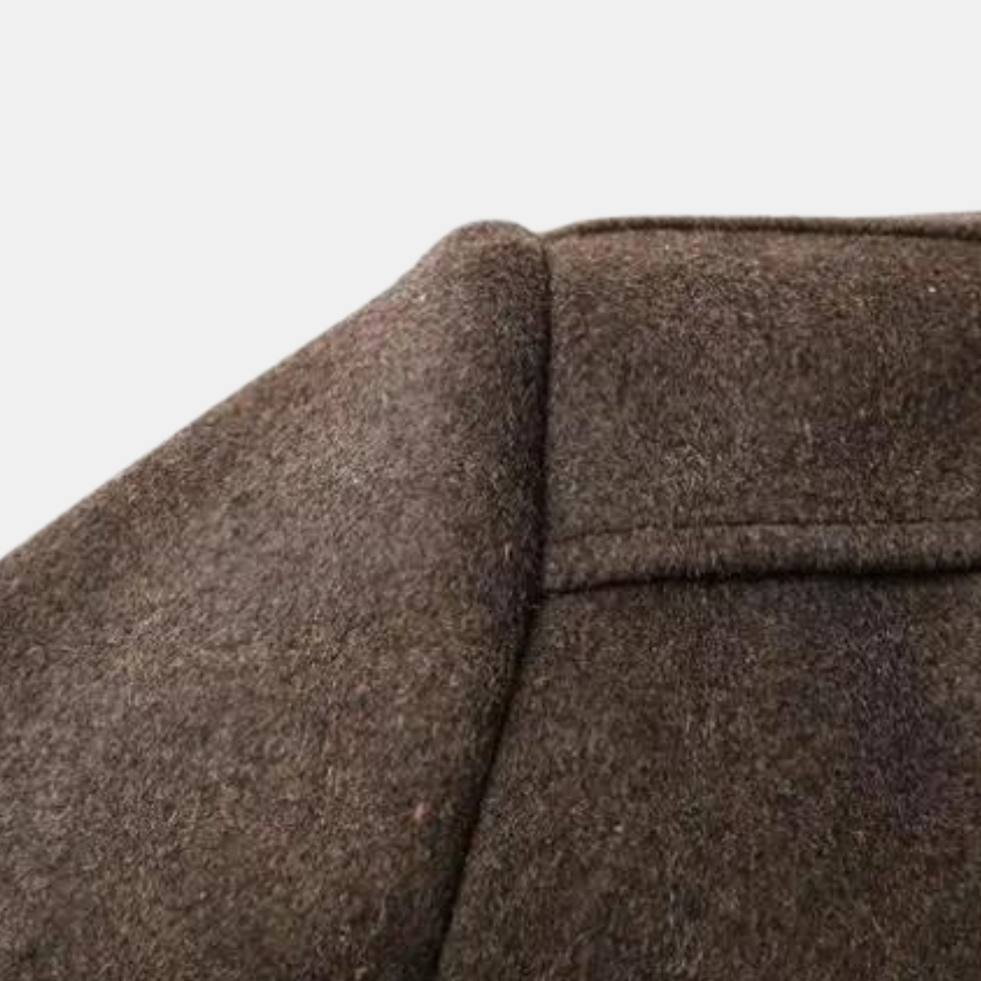 Herren Winter Strukturierter Stehkragen Mantel