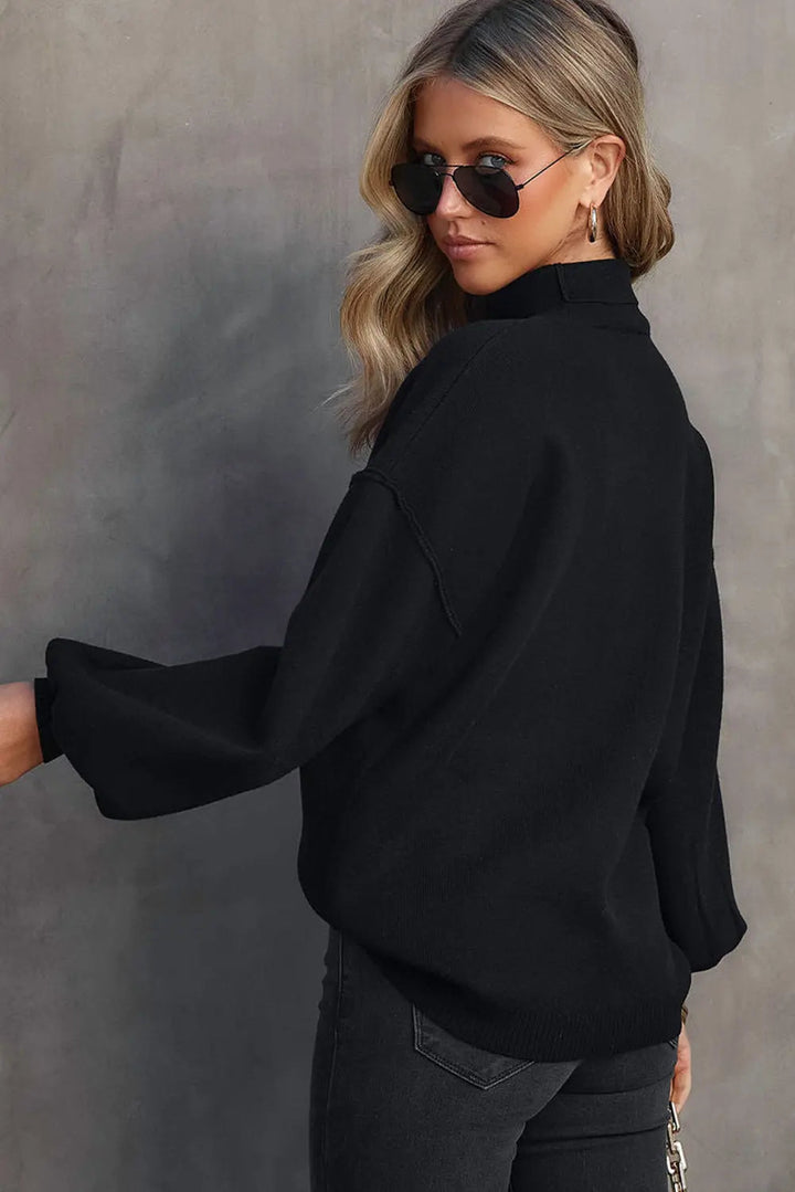 Strickpullover Mit Hohem Kragen Perfekt Für Winter Damen