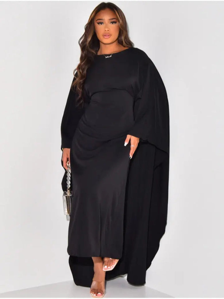 Übergroße Weite Ärmel Gerade Geschnittenes Maxikleid Für Damen