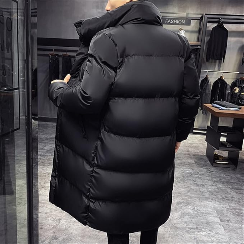 Herren Langer Steppmantel Mit Hohem Kragen Design