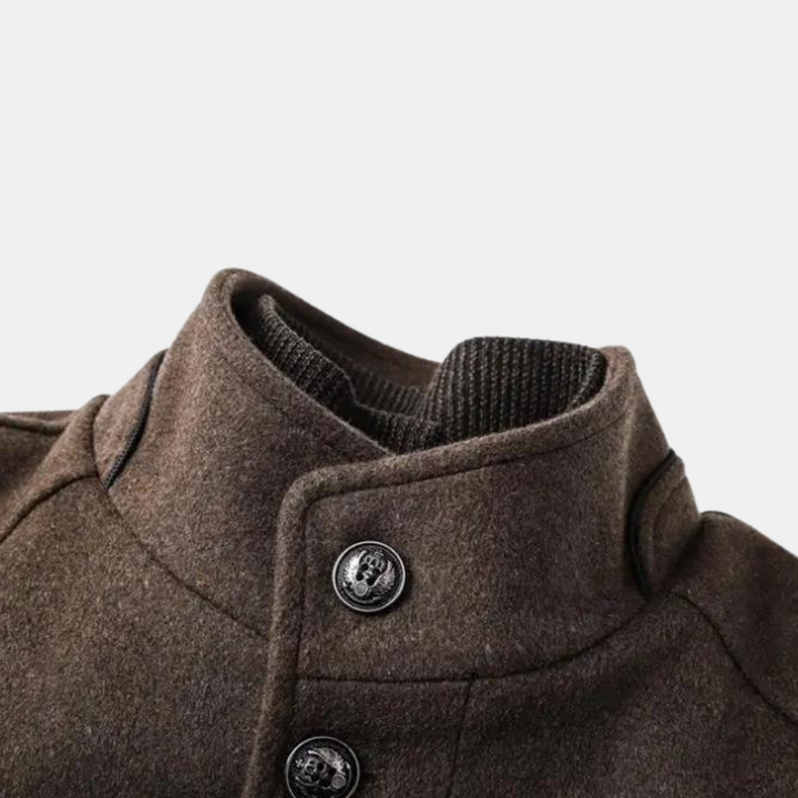 Herren Winter Strukturierter Stehkragen Mantel