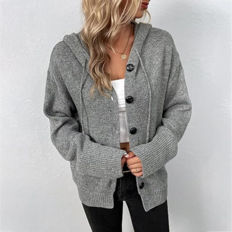 Gemütliche Strickjacke Mit Knöpfen Winter Damen