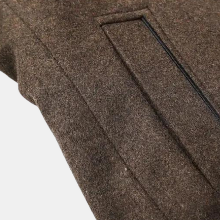 Herren Winter Strukturierter Stehkragen Mantel