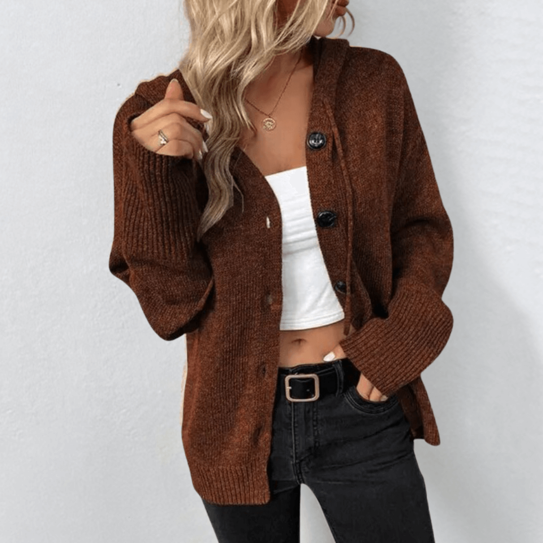 Gemütliche Strickjacke Mit Knöpfen Winter Damen
