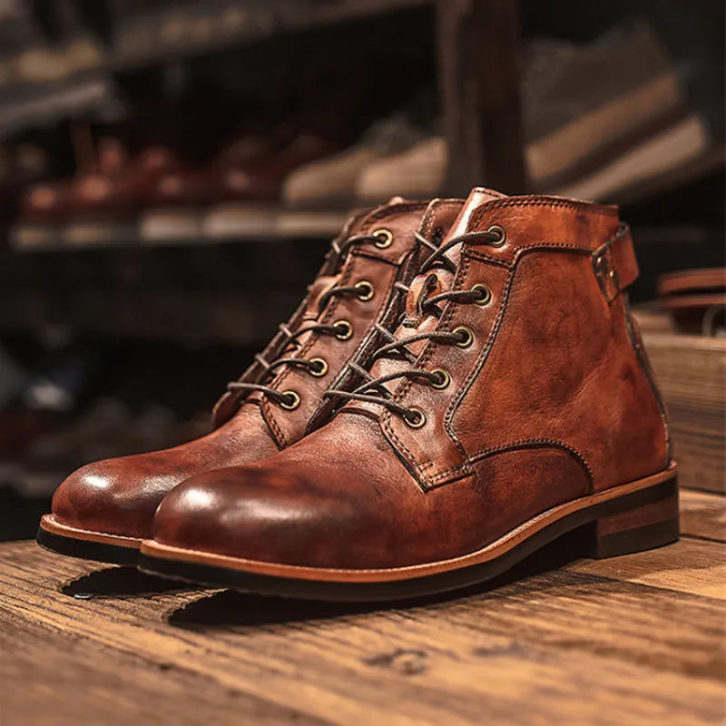 Schnürstiefel Aus Leder Klassischer Knöchel Stil Herren Winter