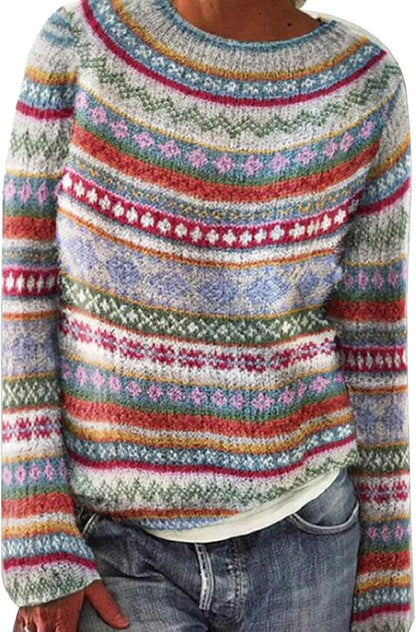 Klassischer Strickpullover mit Muster Winter Damen