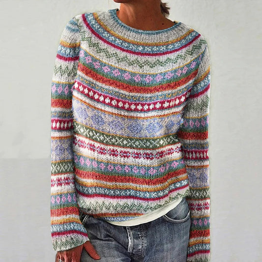 Klassischer Strickpullover mit Muster Winter Damen