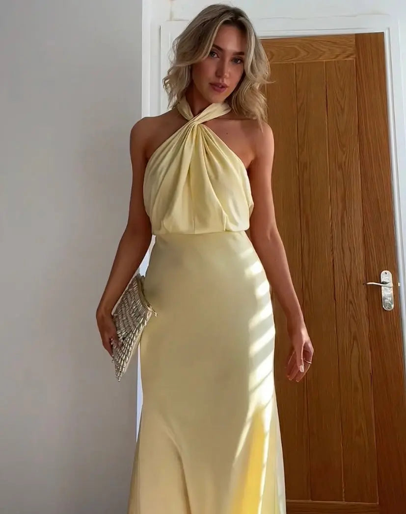 Neckholder Locker Geschnittenes Langes Maxikleid für Damen