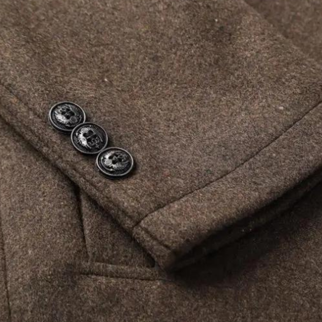 Herren Winter Strukturierter Stehkragen Mantel
