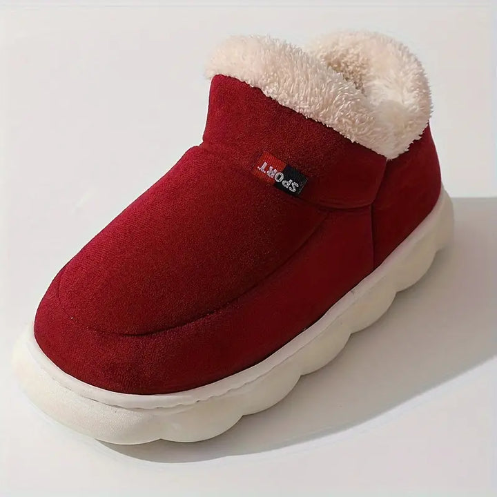 Warme Hausschuhe mit Fellfutter Rutschfeste Hausschuhe Damen Winter
