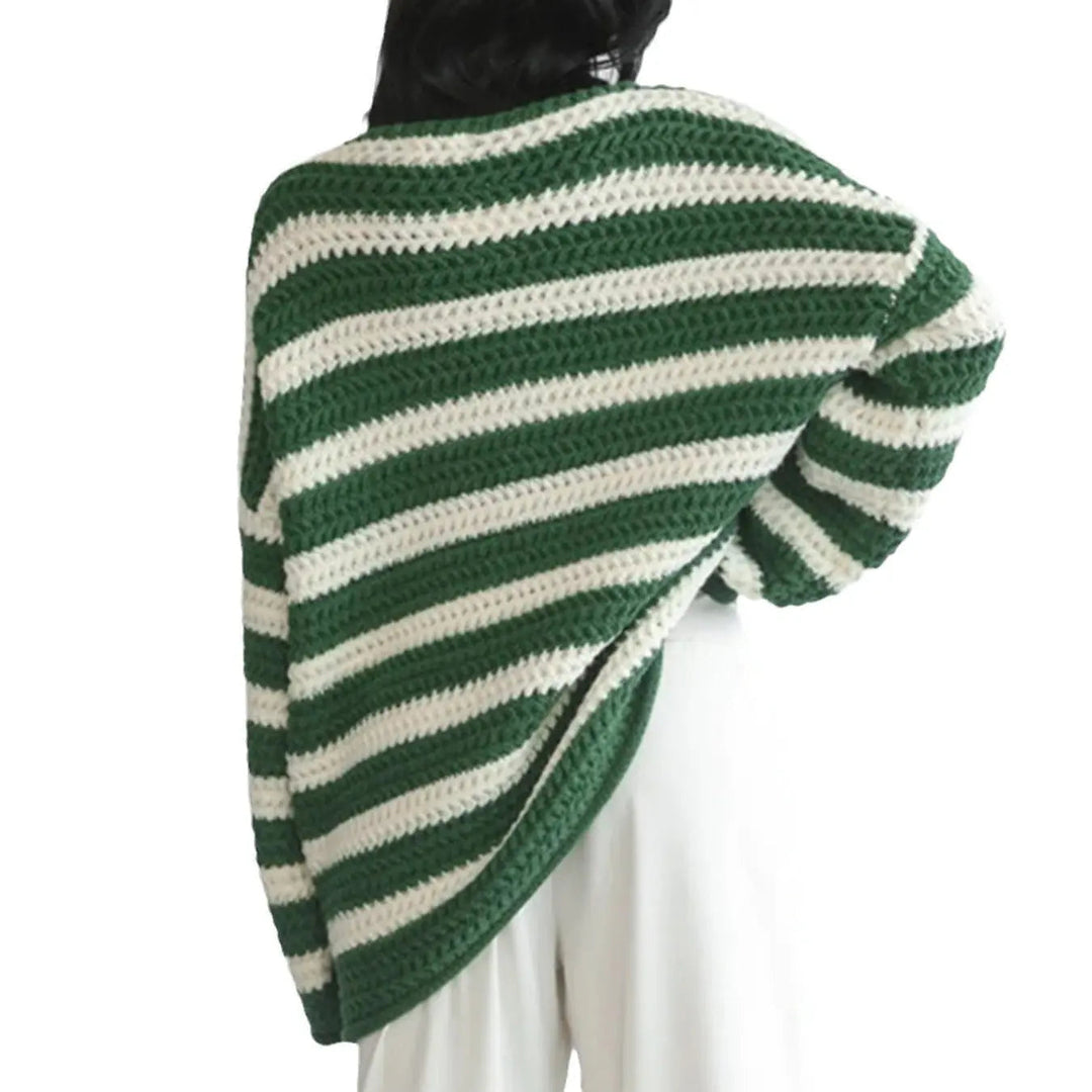 Gestreifter Strickpullover Perfekt Für Gemütliche Winter Damen