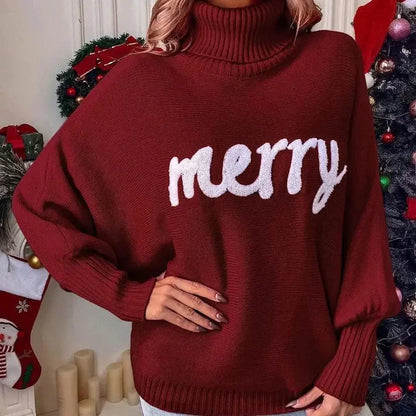 Weihnachtspullover mit Merry Schriftzug Perfekt für Winter Damen