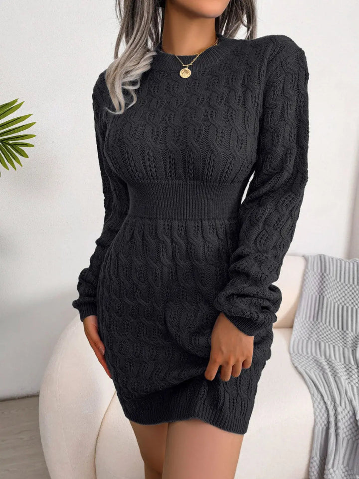 Minikleid mit Langen Ärmeln und Figurbetonter Taille Für Damen