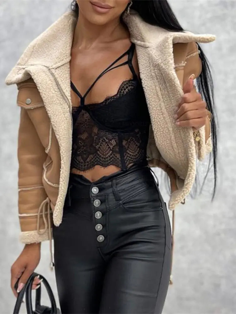 Damen Kurze Strukturierte Jacke