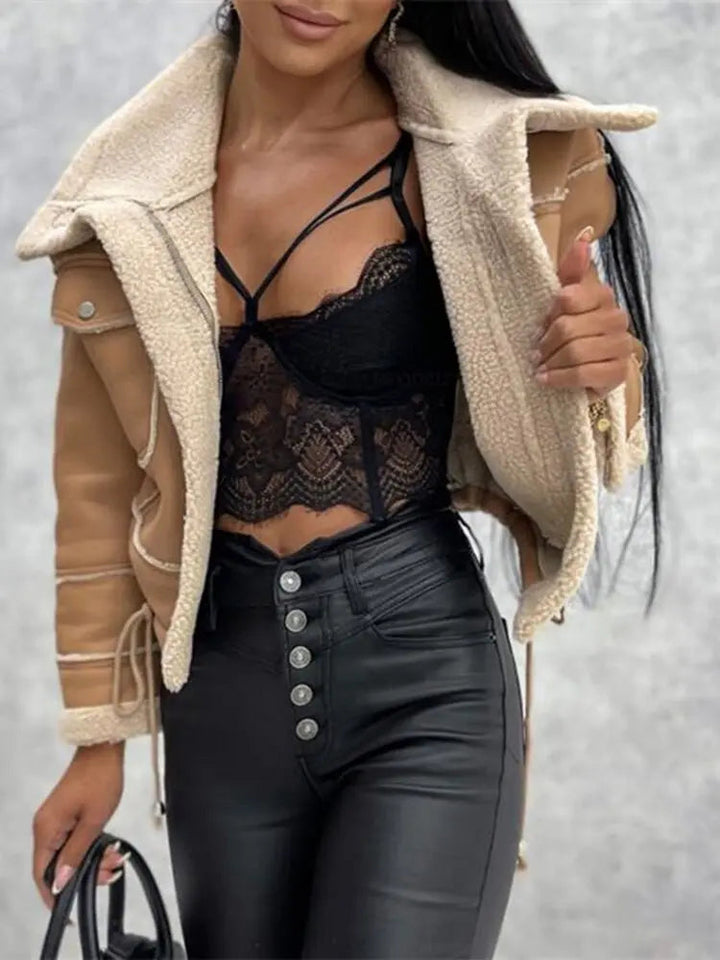Damen Kurze Strukturierte Jacke