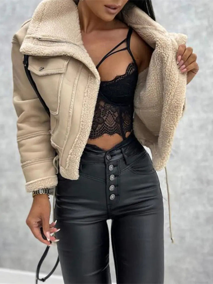 Damen Kurze Strukturierte Jacke