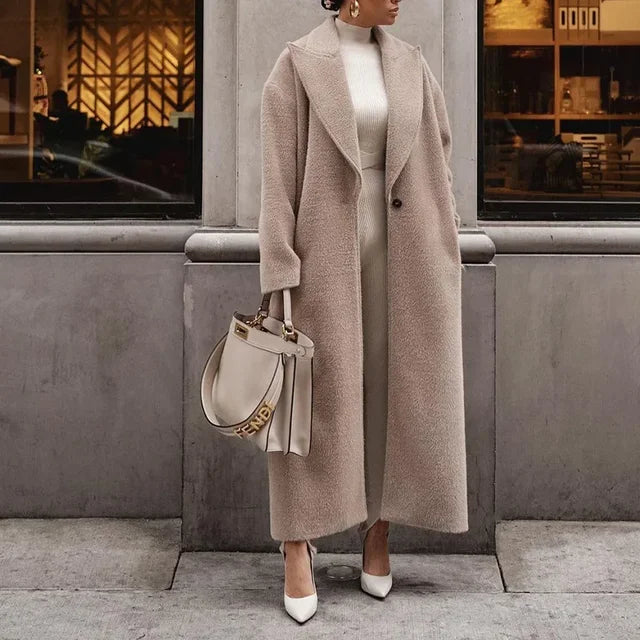 Eleganter Langer Reversmantel für Damen Stil