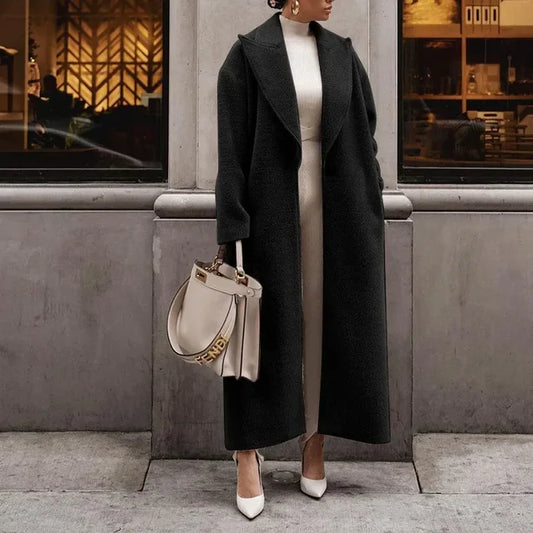 Eleganter Langer Reversmantel für Damen Stil