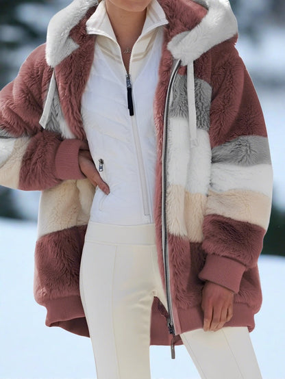 Kunstfelljacke mit Kapuze Warm für Winter Damen
