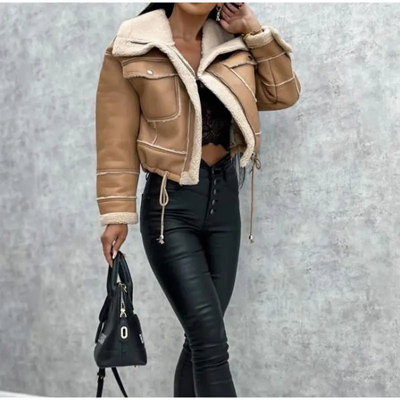 Damen Kurze Strukturierte Jacke