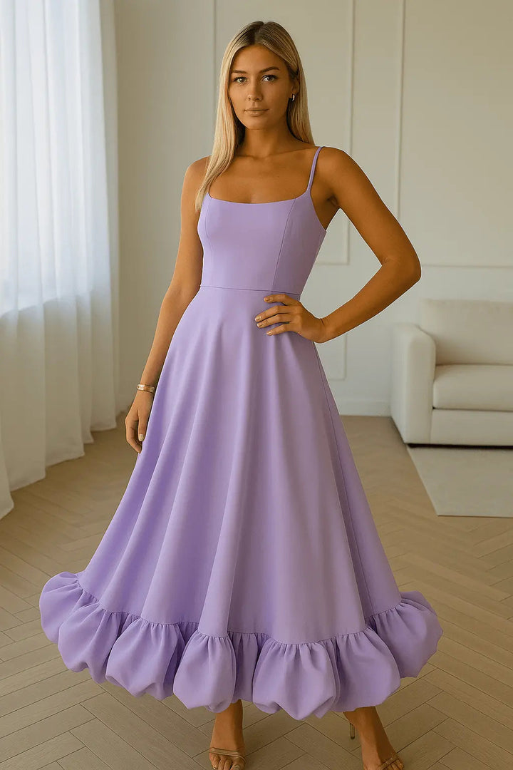 Fließendes Maxikleid mit Rüschensaum Design für Damen