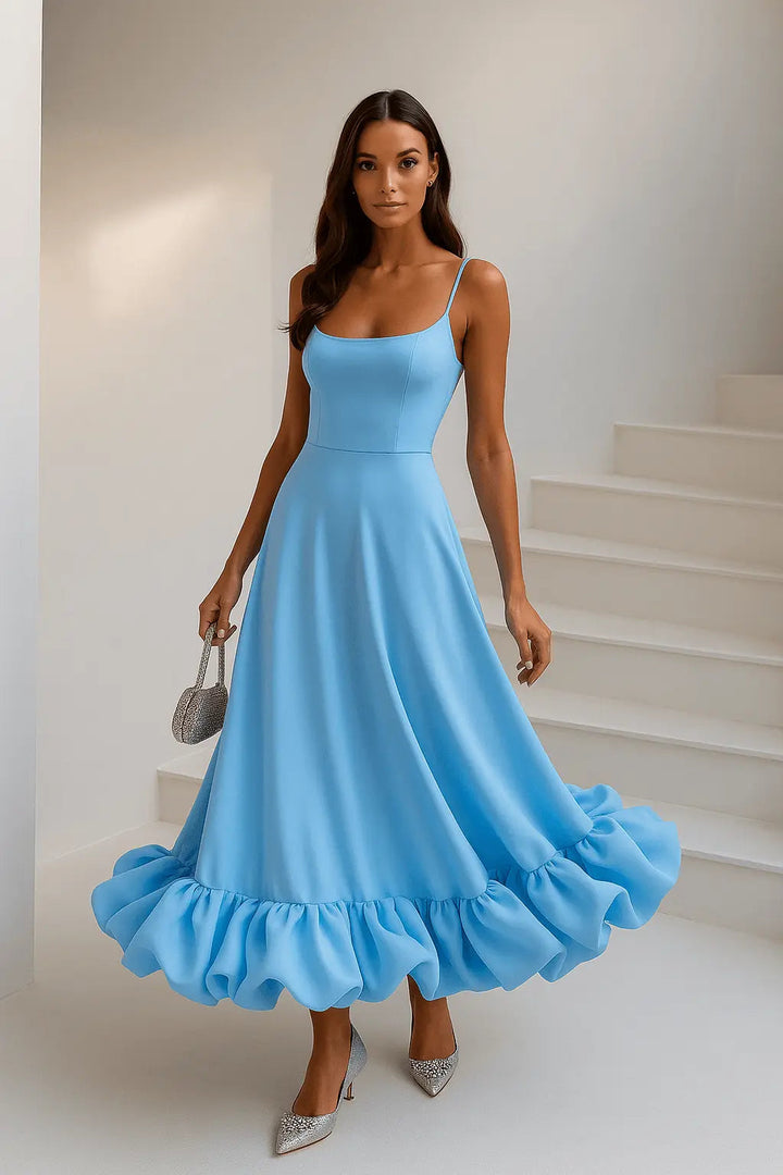 Fließendes Maxikleid mit Rüschensaum Design für Damen