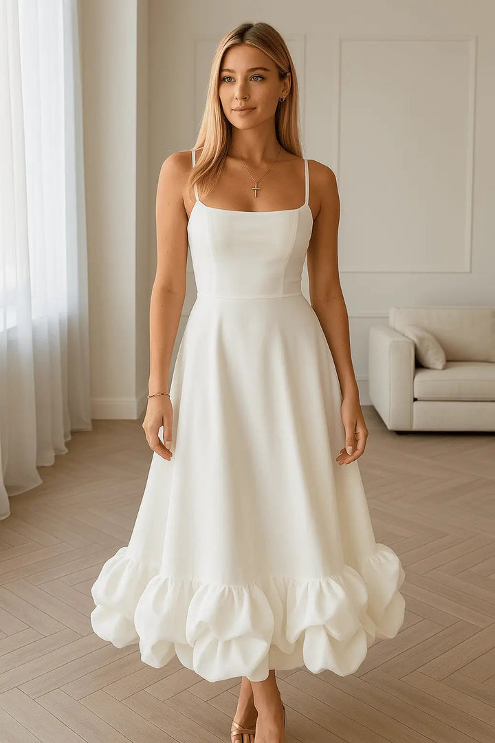 Fließendes Maxikleid mit Rüschensaum Design für Damen