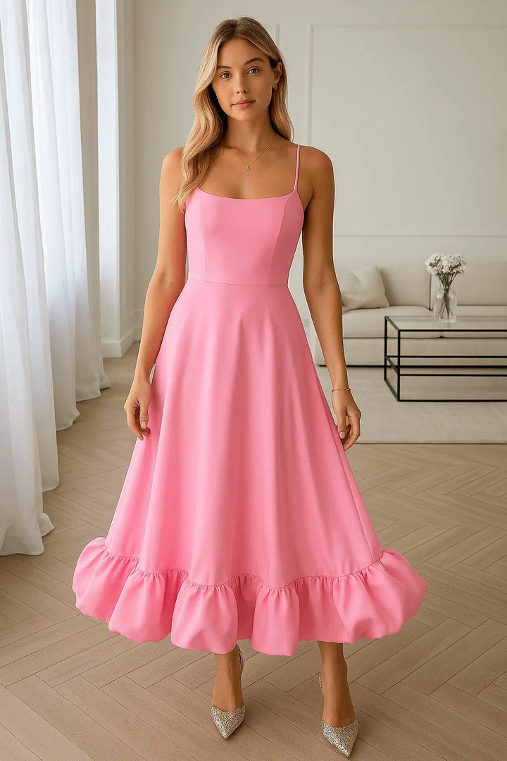 Fließendes Maxikleid mit Rüschensaum Design für Damen
