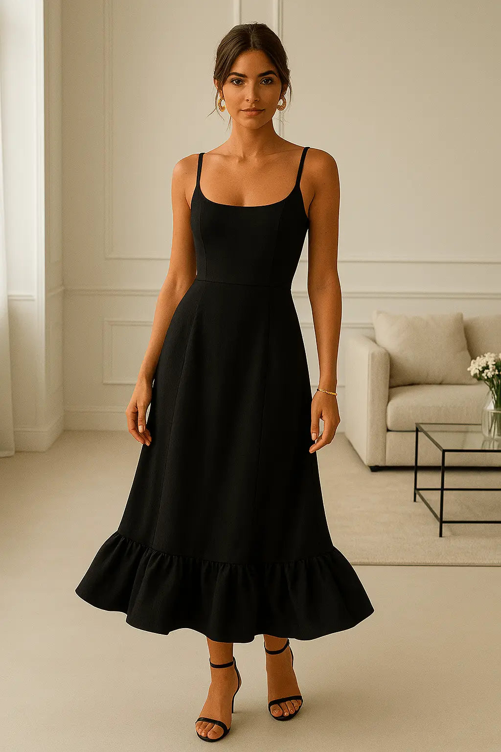 Fließendes Maxikleid mit Rüschensaum Design für Damen