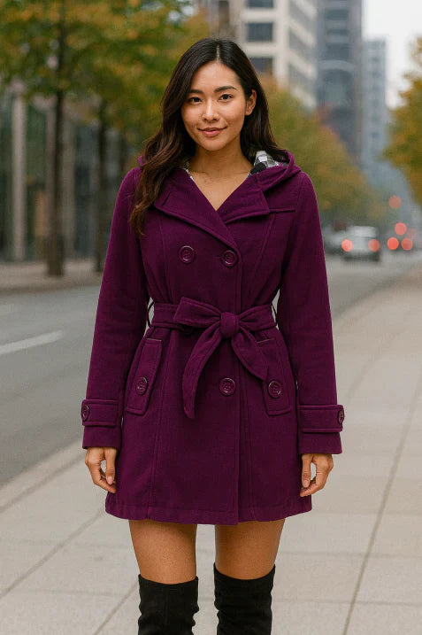 Chicer Doppeltgeknöpfter Mantel mit Gürtel für Damen