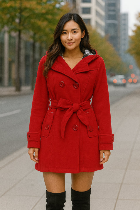 Chicer Doppeltgeknöpfter Mantel mit Gürtel für Damen