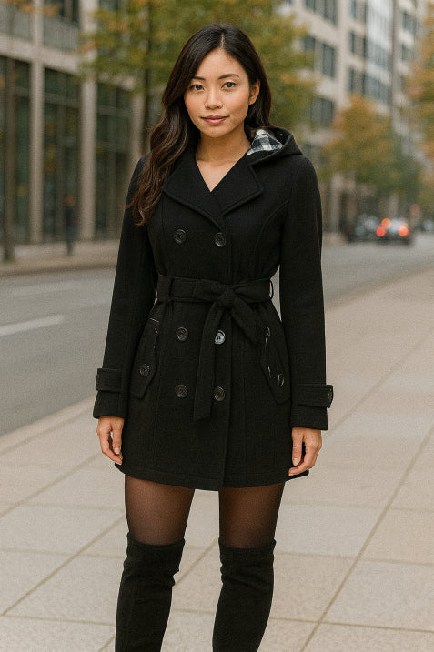 Chicer Doppeltgeknöpfter Mantel mit Gürtel für Damen