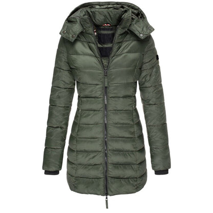 Lange Gesteppt Jacke mit Kapuze Perfekt für Winter Damen