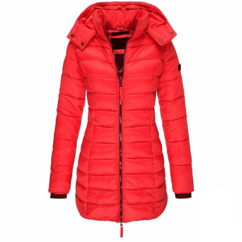 Lange Gesteppt Jacke mit Kapuze Perfekt für Winter Damen