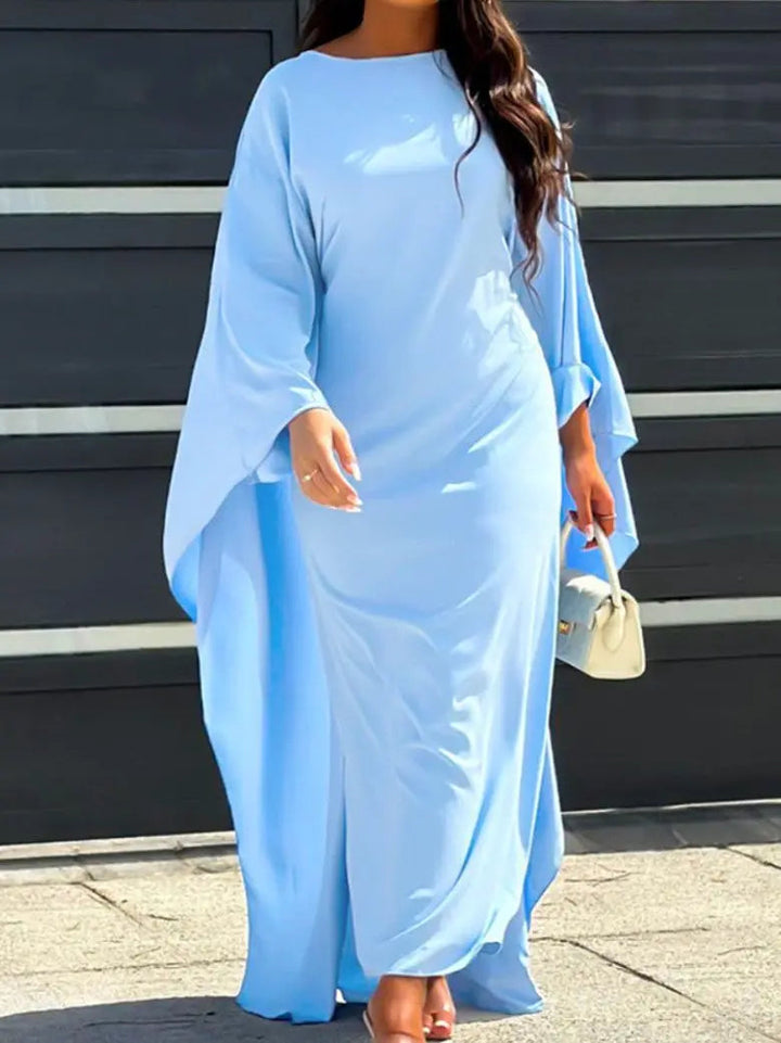 Übergroße Weite Ärmel Gerade Geschnittenes Maxikleid Für Damen