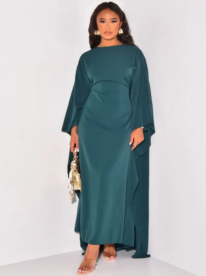 Übergroße Weite Ärmel Gerade Geschnittenes Maxikleid Für Damen