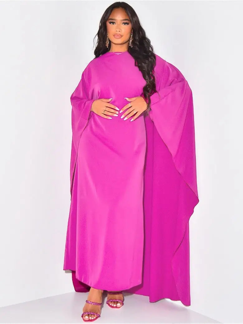 Übergroße Weite Ärmel Gerade Geschnittenes Maxikleid Für Damen