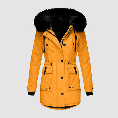 Parka Jacke mit Kapuze und Kunstfell für Winter Damen