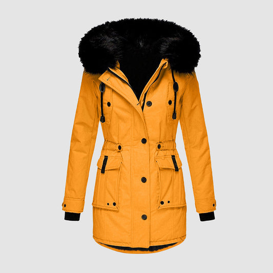 Parka Jacke mit Kapuze und Kunstfell für Winter Damen