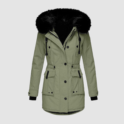 Parka Jacke mit Kapuze und Kunstfell für Winter Damen