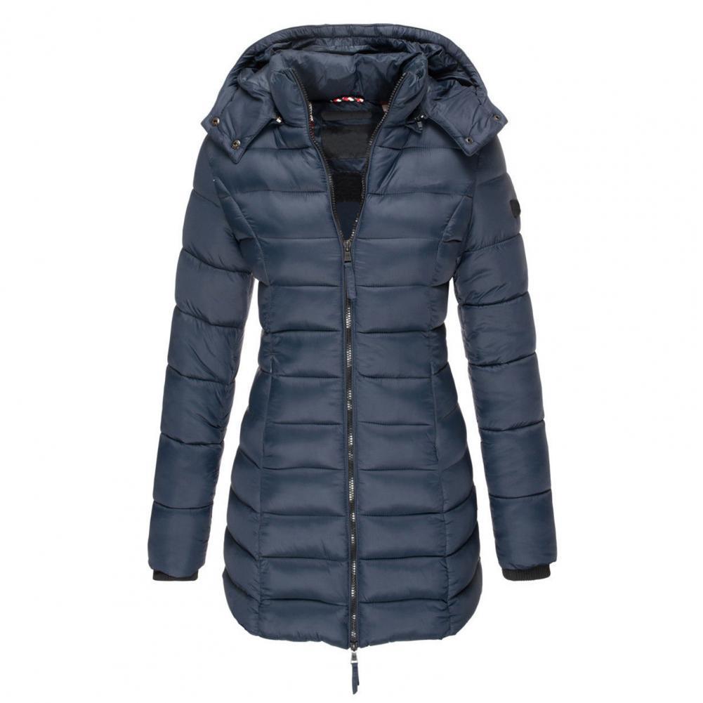 Lange Steppjacke mit Reißverschluss für Winter Damen