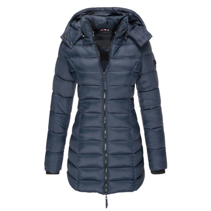 Lange Steppjacke mit Reißverschluss für Winter Damen