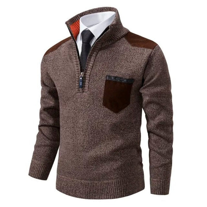 Herren Warmer Winter Rollkragen Half Zip Pullover