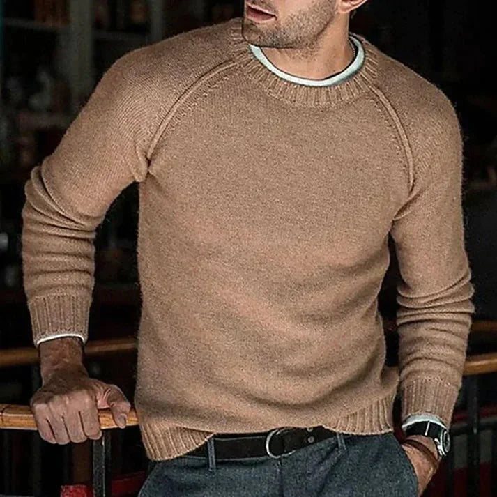 Klassischer Schlichter Rundhals Pullover für Herren Winter