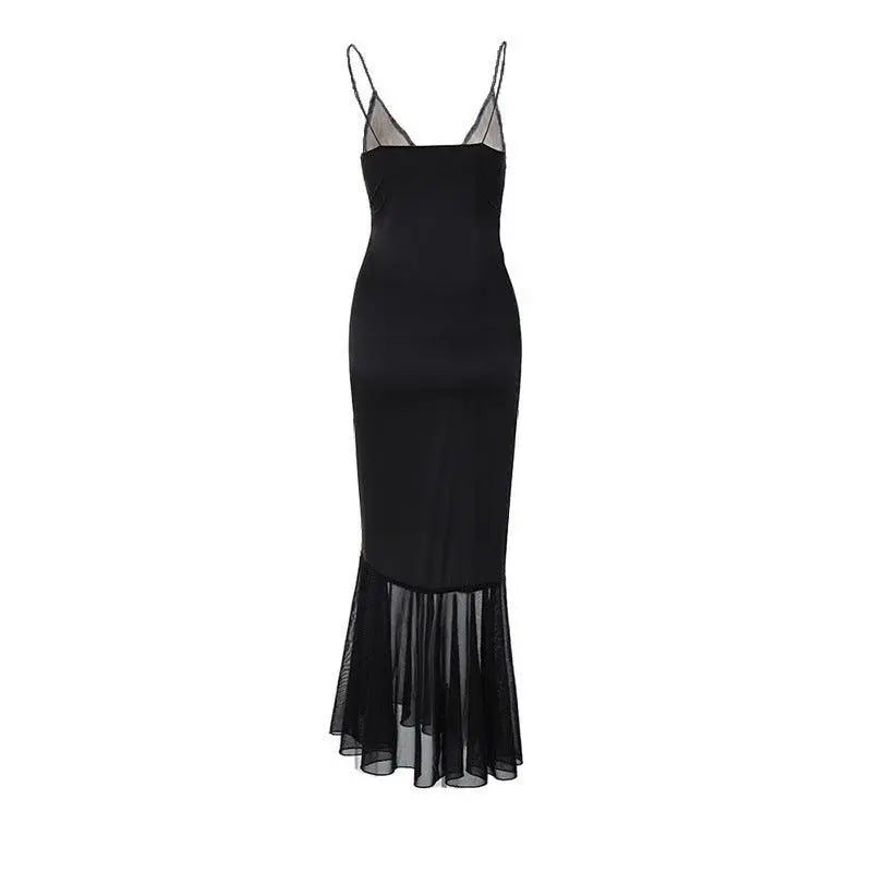 Maxikleid mit Tiefem Ausschnitt und Transparentem Spitzen Detail Für Damen