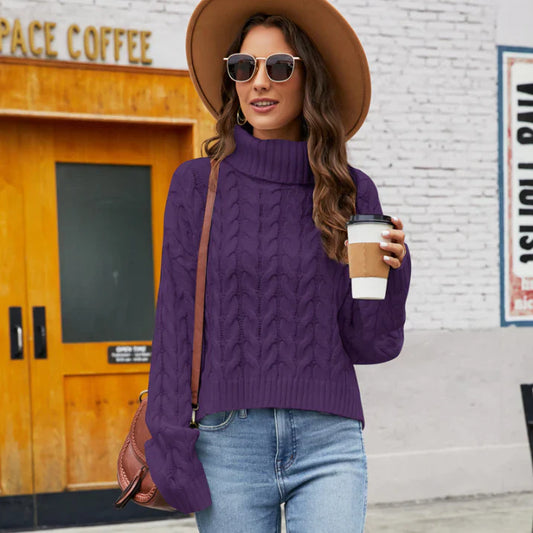 Zopfmuster Rollkragenpullover Winter Damen
