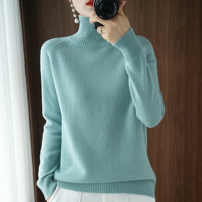 Warmer Rollkragenpullover mit Rippbündchen für Damen
