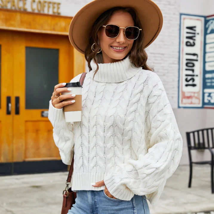 Zopfmuster Rollkragenpullover Winter Damen