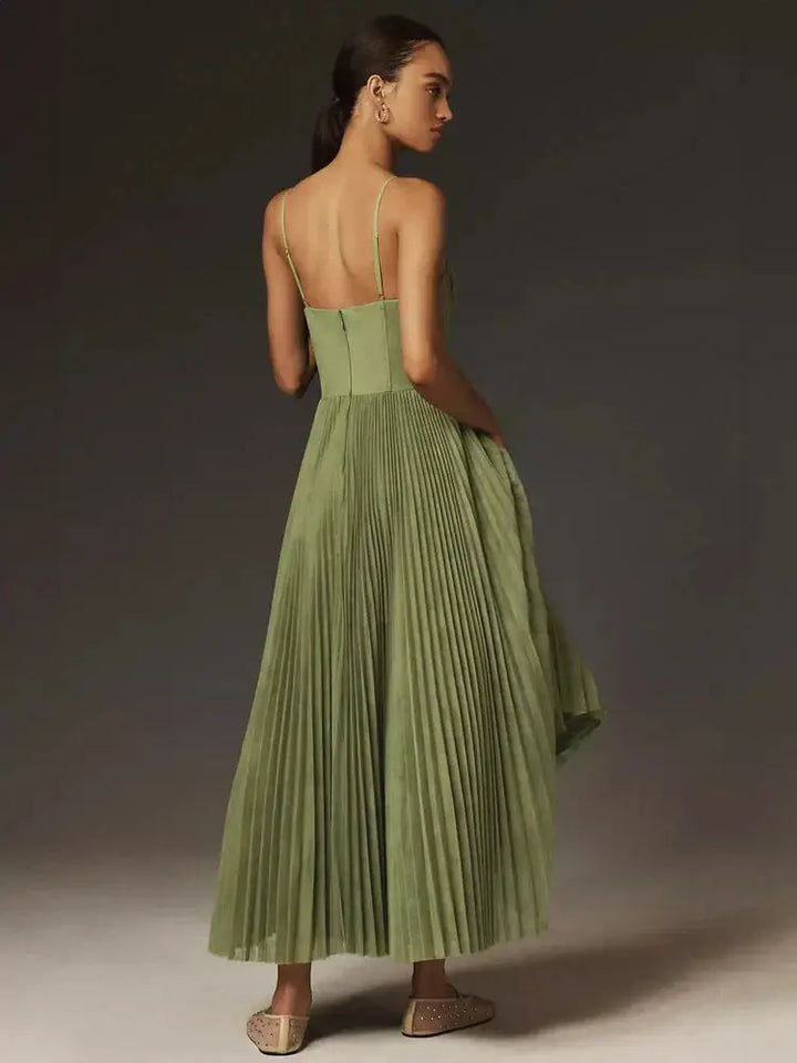 Korsett Oberteil Plissiertes Maxilanges Kleid für Damen