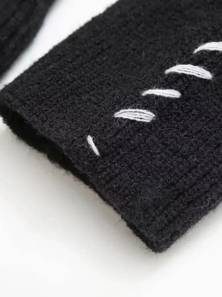 Übergroßer Rollkragenpullover mit Kontrastnähten Winter Damen